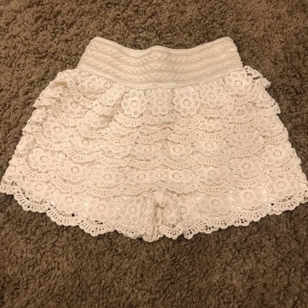 White lace shorts